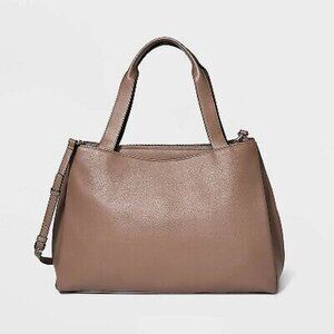 A NEW DAY Work Tote Handbag Purse Shoulder Bag TAUPE Faux leather NWOT